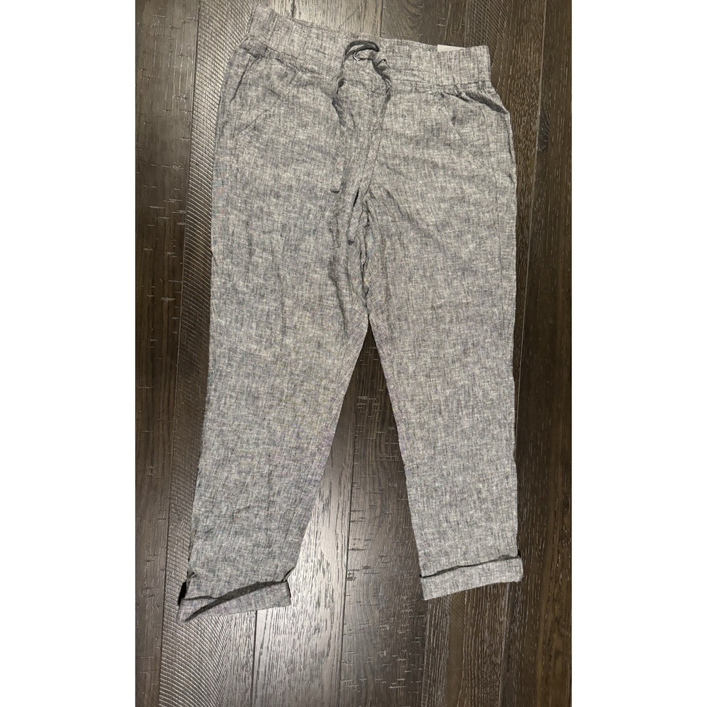 Van Heusen Linen  Pull On Drawstring Pants Tapered Pockets Grey Sz6 NWT